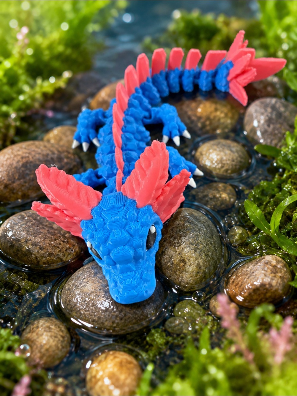 Blue and Pink Dragon Action Figure Toy for Kids